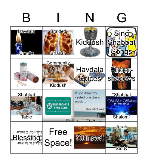 Shabbat Bingo Card