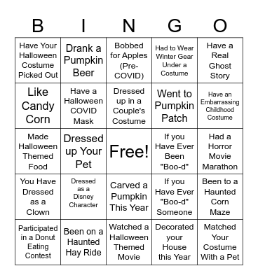 Halloween Bingo Card