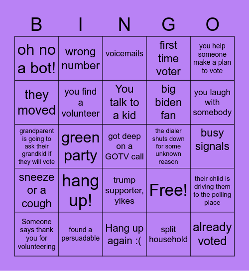GET OUT THE VOTE: WE FIGHT FOR JUSTICE AND HAVE A GOOD TIME DOING IT Bingo Card