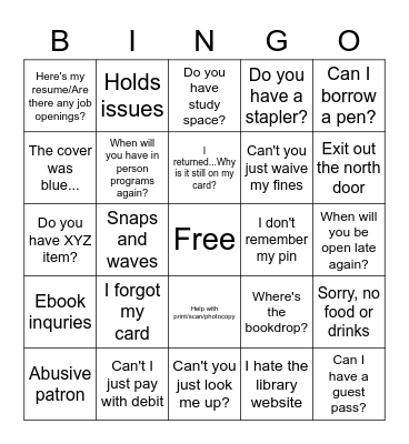 COVID LIBRARY Bingo Card