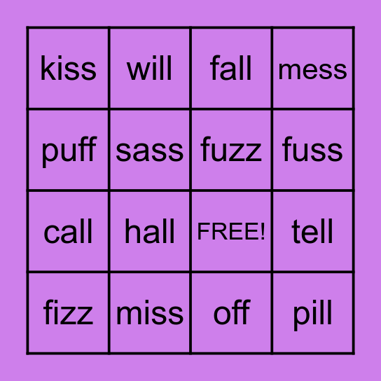 Bonus Letter Bingo Card