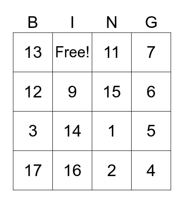 Test Game Bingo Card