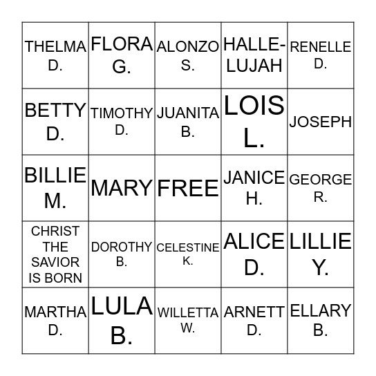 ASHANTI  BINGO Card