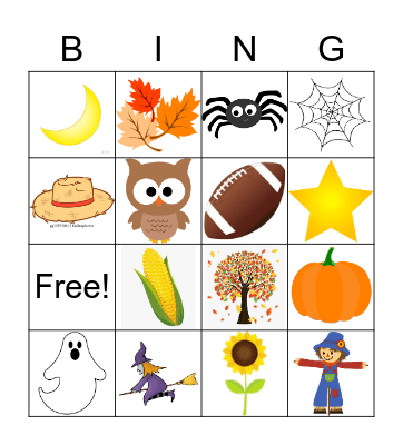 Fall Bingo Card