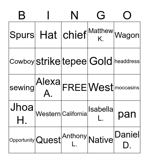 December 2014 Bingo Card