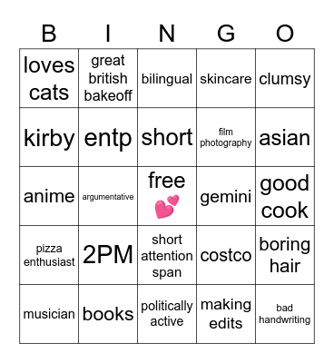 leequixote 💙 Bingo Card