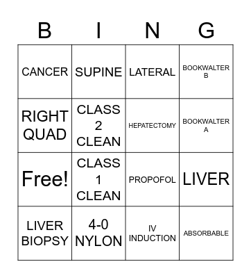 LIVER Bingo Card