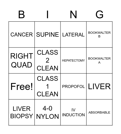 LIVER Bingo Card