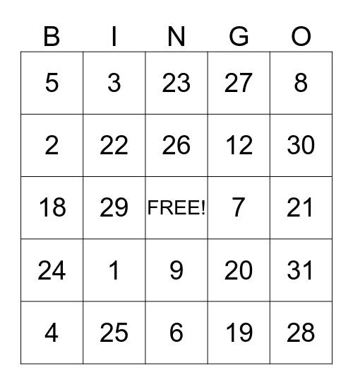 First American Intranet Bingo Card