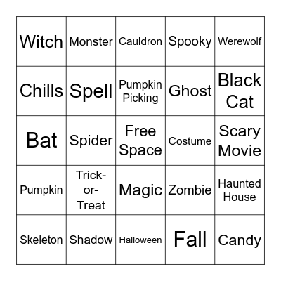 Halloween Bingo Card