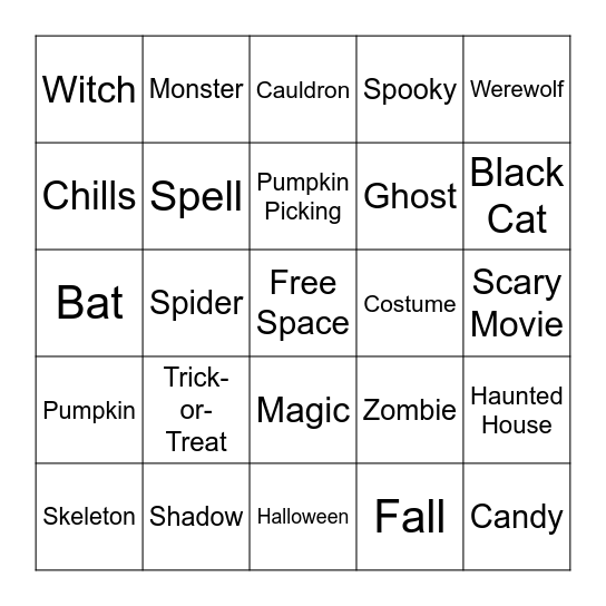 Halloween Bingo Card