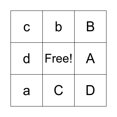 A B C D  BINGO Card