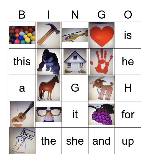 Site Words And G/H words Bingo Card