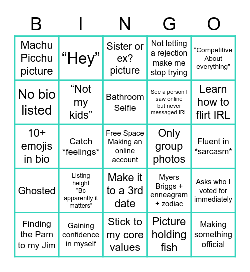 Dating Bingo Card