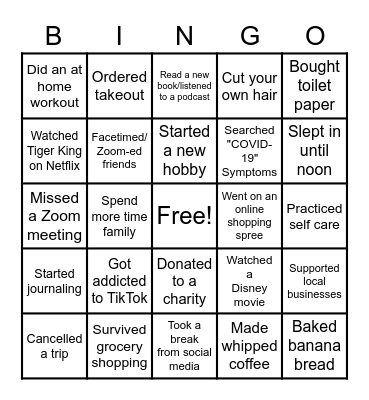 Quarantine Bingo (NASC) Bingo Card