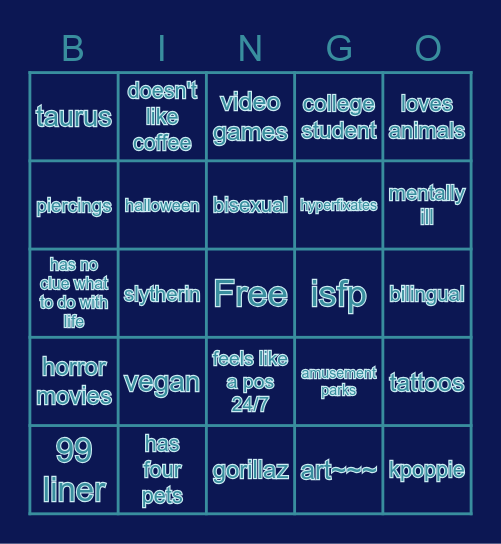 _____________'s Bingo Card