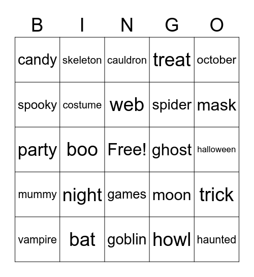 Halloween Bingo Card
