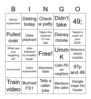 B H’d Bingo Card