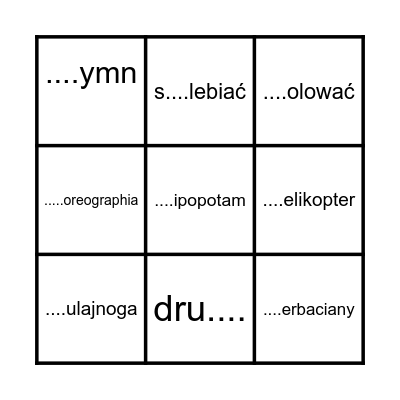 Pisownia ch i h Bingo Card