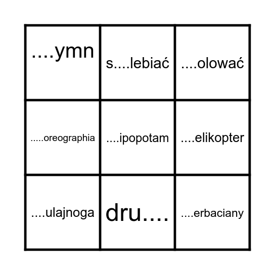 Pisownia ch i h Bingo Card