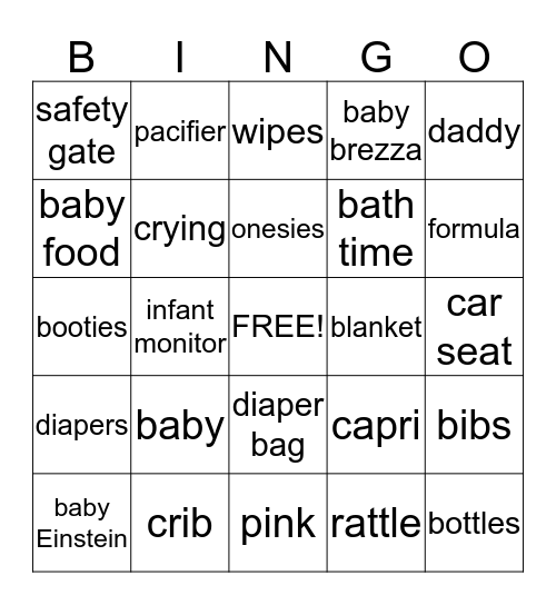 TANIESHA & RASUWL'S BABY SHOWER 11-29-14 Bingo Card