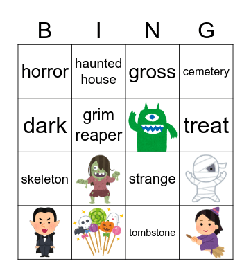 Halloween Bingo for Grade 1 Bingo Card