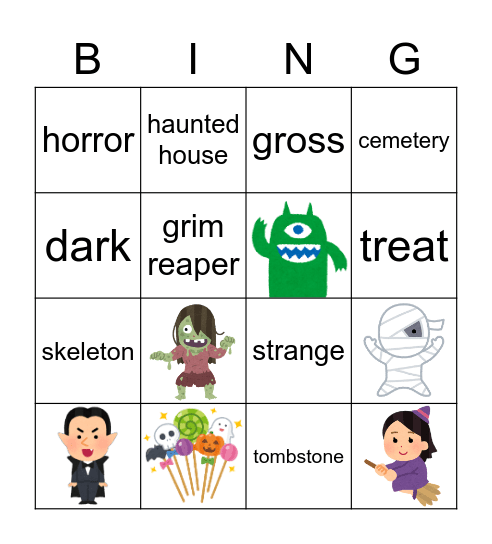 Halloween Bingo for Grade 1 Bingo Card