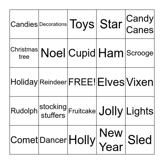 Christmas Bingo      Bingo Card