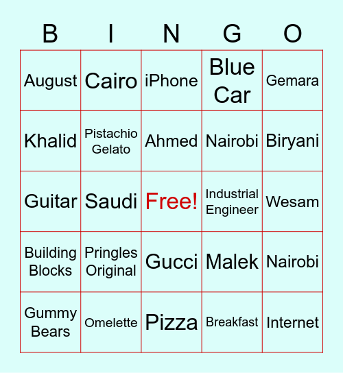 It's all about Waleed & Ayman! Bingo Card