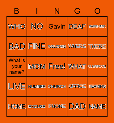 SIGN LANGUAGE Bingo Card