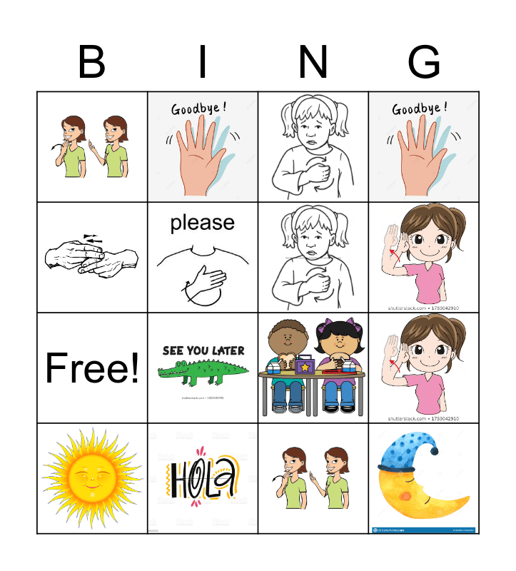 Spanish Asl Bingo Card