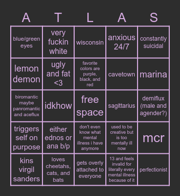 spacekcals bingo Card