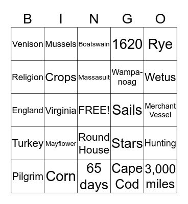Thanksgiving Bingo Card