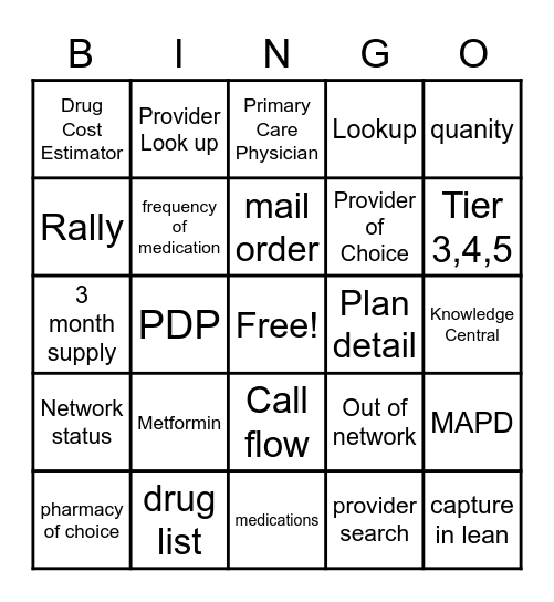 Untitled QUALITY Bingo Card