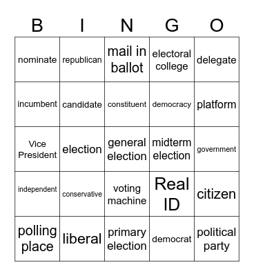 VOTE Bingo Card