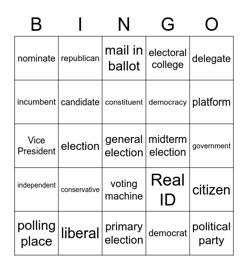 VOTE Bingo Card