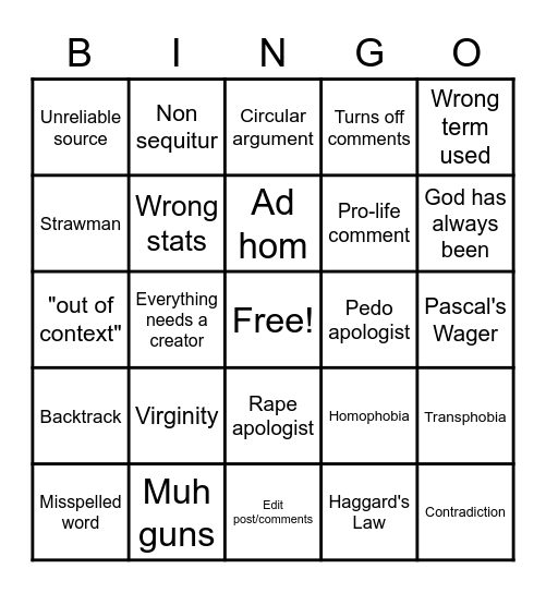 Matt Adams Bingo Card