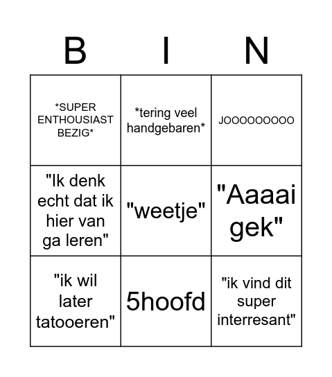 Joshua Bingo Card