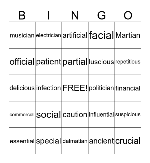 Says "sh" Bingo Card