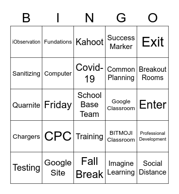 Barton Virtual Bingo Card