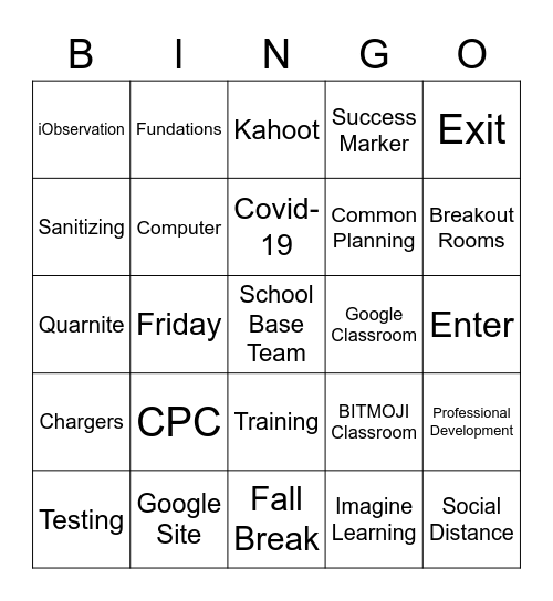 Barton Virtual Bingo Card