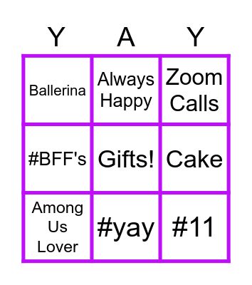 B'day Bingo! Bingo Card
