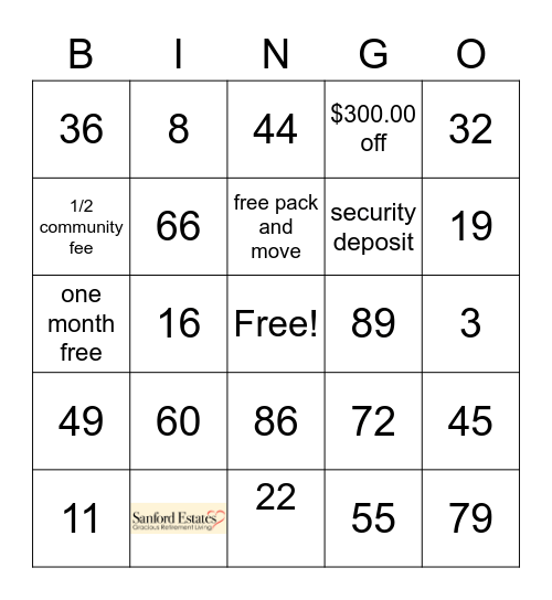 Sanford Estates 500 Walton Way Roswell GA 30076 770-649-7452 Bingo Card