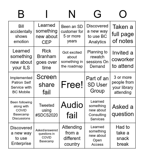 Connections Summit Bingo Card