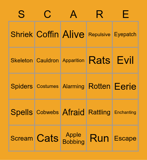 Giving Isn't Scary Bingo Card