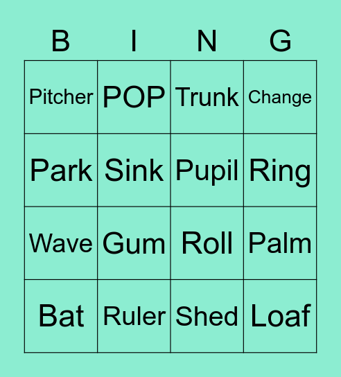 Multiple Meaning Words Bingo Card
