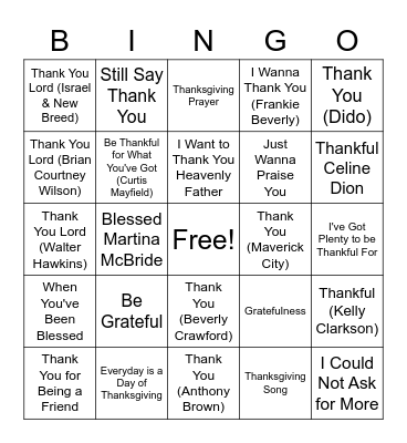 Thanksgiving Bingo Card