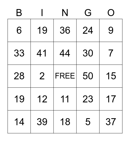 french numbers to 50 2 bingo card