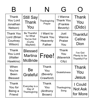 Thanksgiving Bingo Card