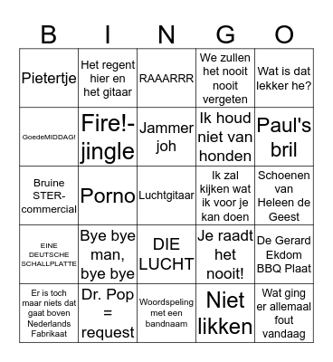 Gerard Ekdom & Effe Ekdom 3FM Bingo (November 2014) Bingo Card